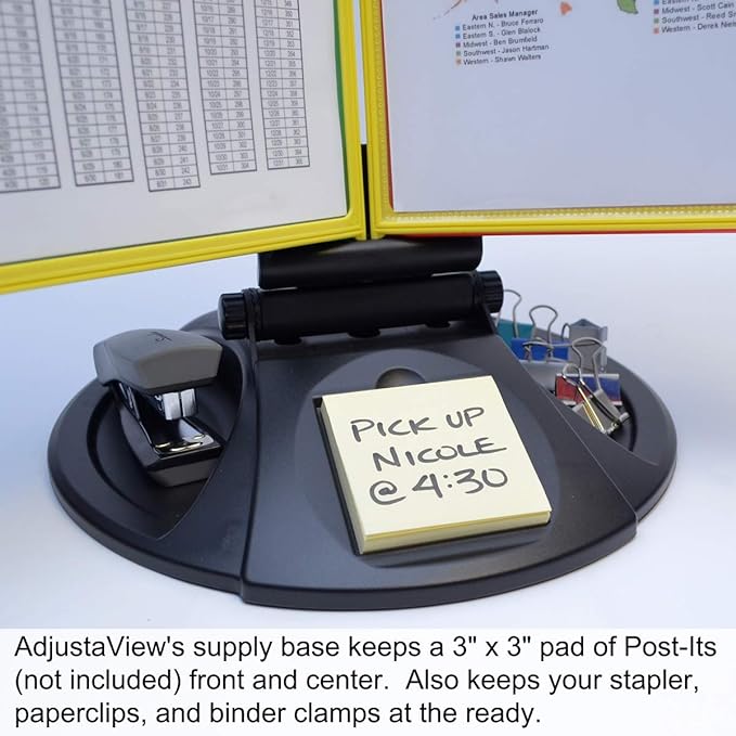 Ultimate Office AdjustaView 10-Pocket Desk Reference Organizer with Supplies Storage Base and EZ-Load Pockets to Hold 20 Sheets of Paper, Includes Fast Find Indexing Tabs (Colored Pockets)