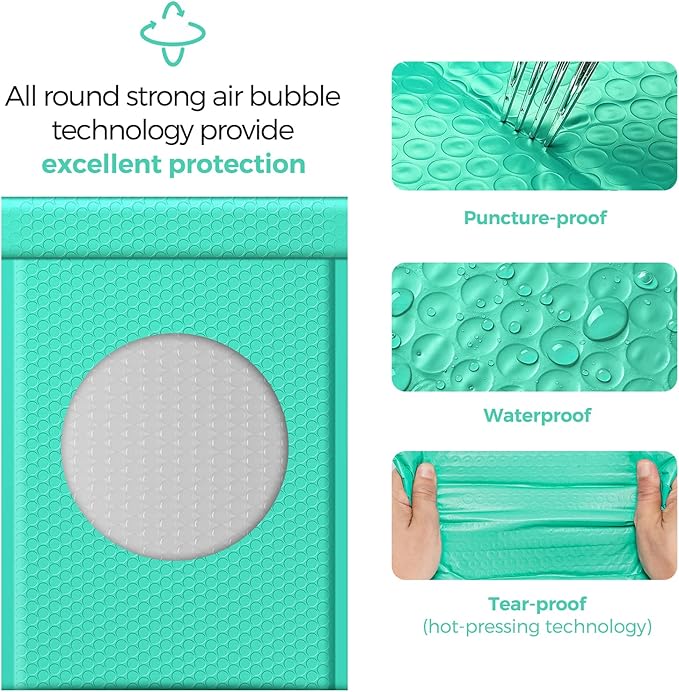 Fuxury Bubble Mailers 10.5x16 Inch 25 Pack Self Seal Padded Envelopes Large Shipping Envelopes Waterproof Padded Mailers Bubble Bags for Mailing, Packaging, Small Business, Teal #5