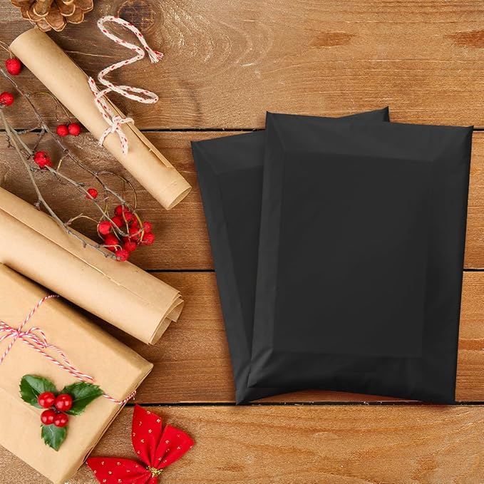 UCGOU Poly Mailers 14.5x19 Inch Black 200 Pack Large Shipping Bags #7 Strong Thick Mailing Envelopes Self Sealing Adhesive Waterproof and Tear Proof Boutique Packaging Postal for Clothing