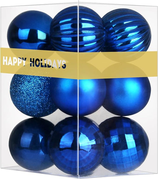 Royal Blue 1.6" Small Christmas Balls Christmas Tree Decoration Ornaments Shatterproof Hanging Balls for Birthday Halloween Holiday Wedding Decorations Set of 12pcs