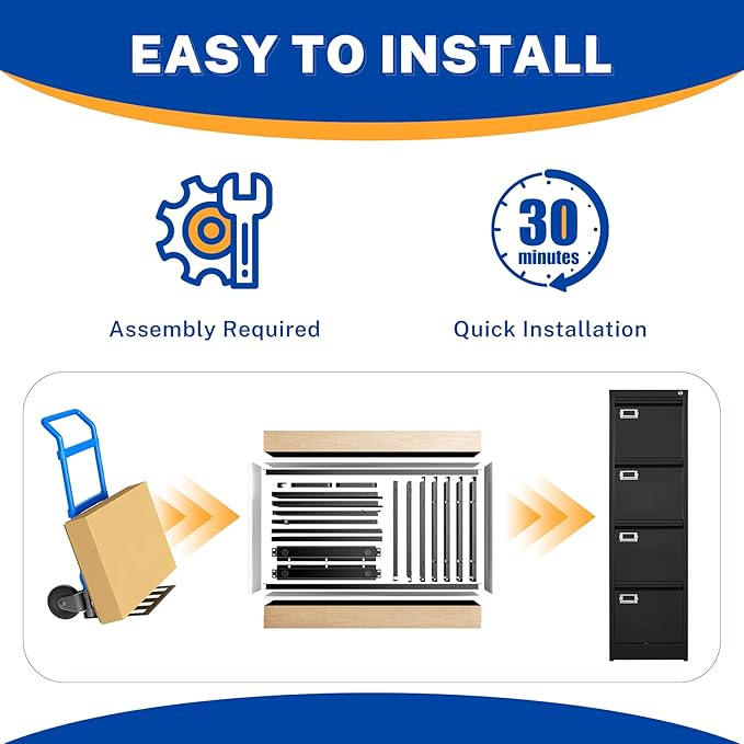 4 Drawer File Cabinet with Lock Metal Vertical File Cabinet Office Home Vertical File Cabinet for A4 Legal/Letter Size Narrow File Cabinet Locked,Assembly Required (Black, 4 Drawers- Vertical)