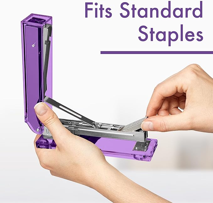 OfficeGoods Acrylic Stapler – Aesthetic & Durable Purple Desk Staple for Modern Office – Stylish & Compact Office Supplies for Women & Men