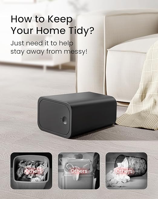 Cesun Bathroom Trash Can with Lid, 3 Pack 2.6 Gallon Small Black Garbage Can, Press Top Lid Trash Bin, Dog Proof Trash Cans Plastic Waste Basket for Bedroom Toilet Office