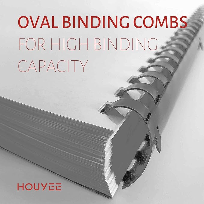 HOUYEE 50Pack 2 Inch Plastic Binding Comb 19 Ring, 450 Sheet Capacity, Letter Size Black Comb Binding Spines