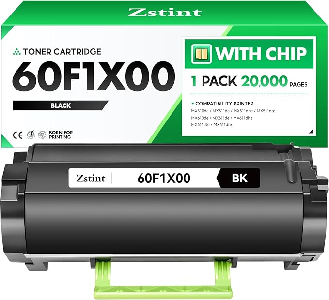 60F1X00 Toner Cartridge Black 1-Pack Extra High Yield With Chip Replacement for Lexmark 601X 60F1X00 Toner Compatible with Lexmark MX510de MX511 MX511de MX511dte MX610de MX611 MX611de MX611dfe Printer