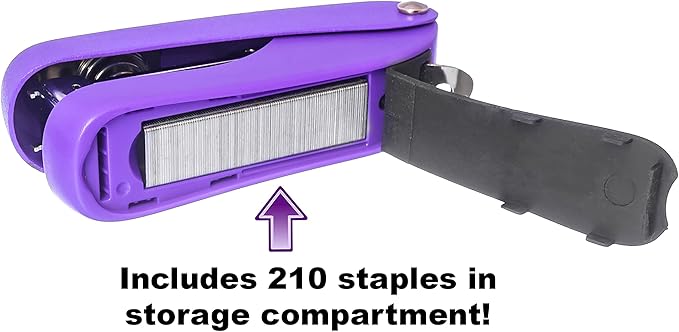 Praxxis Pro Office Supplies - Aria-Plus Half-Strip Mini Stapler - Durable, Compact, and Colorful Stapler for Office and Travel Use, Compatible with Standard 26/6 Staples, Purple