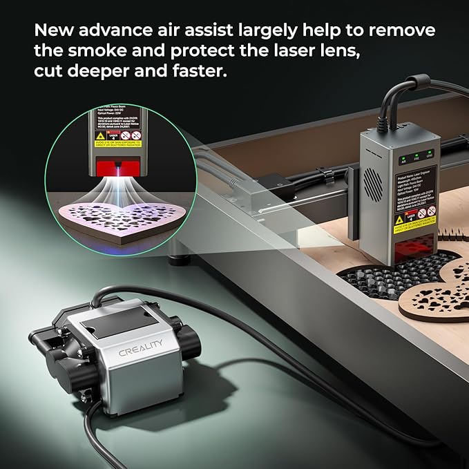 CREALITY FALCON2 22W Laser Engraver Machine with Air Assist and Rotary Roller, 220W High Accuracy Laser Engraver and Cutter Machine for Cylindrical Objects, 25000mm/min Faster Engraving