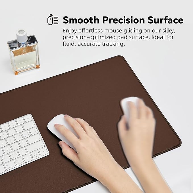 Waterproof Large Gaming Mouse Pad with Durable Stitched Edges, Non-Slip Rubber Base, Grainy Jacquard Mouse Mat Desk Pad for Home Office Gaming, 27.5"*11.8"*0.12", Coffee