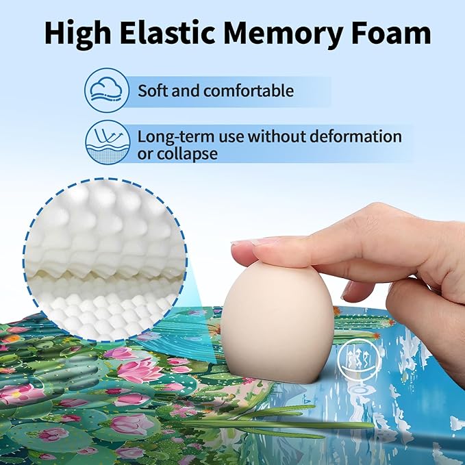 YIWEI Ergonomic Mouse Pad with Wrist Rest Support, Mousepad with Comfortable Memory Foam Wrist Rest and Non-Slip PU Base for Pain Relief, Computer, Laptop, Office, Home (Cactus)