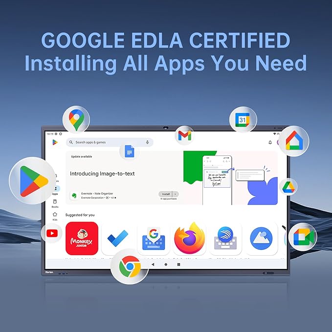 86 Inch 4K Smart Board - Google EDLA-Certified Interactive Whiteboard, 50-Point Touch, Wireless Casting - Digital Whiteboard for Classroom & Office & Home,300+ Free Apps (Board & Wall Mount Only)