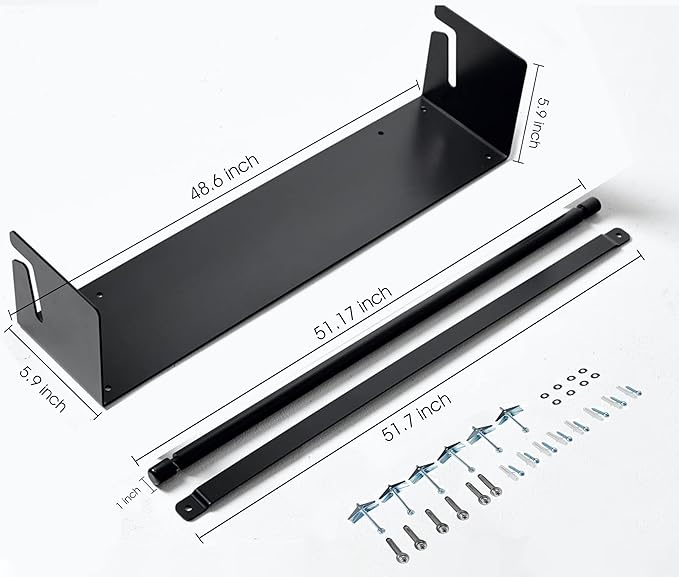 48”Kraft Paper Dispenser Holder Wall Mount, Heavy-Duty Paper Cutter Butcher Paper Dispenser to Do Lists, DIY Drawing, Taking Note, Artwork, Daily Special - Black