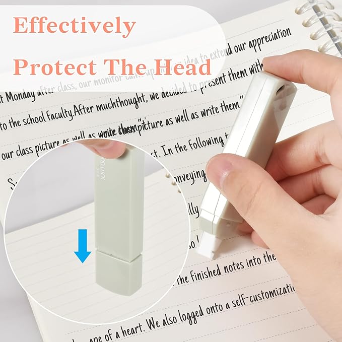 Temiary 6Pcs Mini White Correction Tapes, Quick Dry Smooth Pull Out for Writing, Aesthetic Cute Correction Tape Set Easy To Use for Students School Office Supplies (Green)