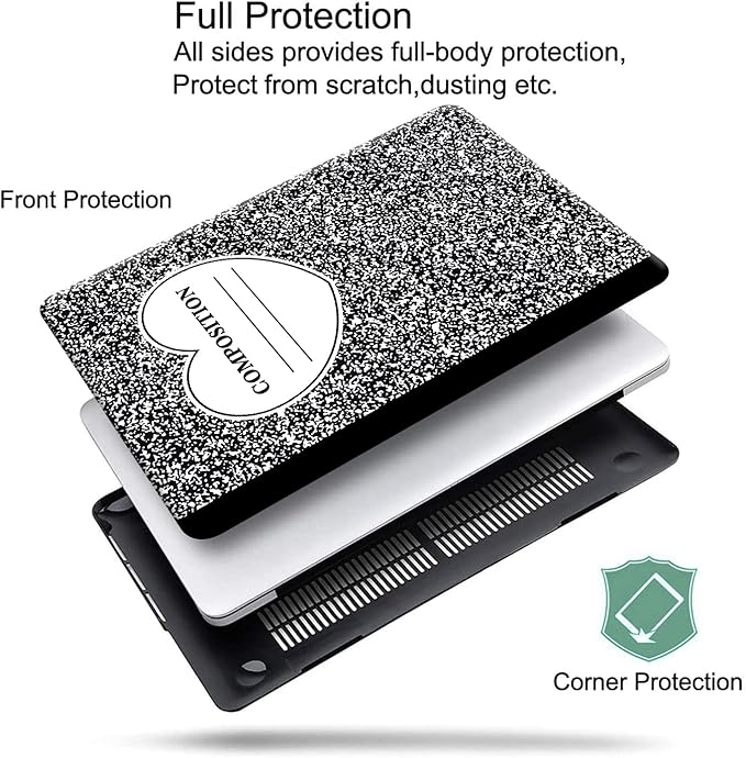 KEROM Compatible for MacBook Air 13 inch Case 2025-2022 M4 M3 M2 A3240 A3113 A2681, MacBook Air M4 13 inch Case, Protective Plastic Hard Shell & Keyboard Cover for Mac Air 13.6'', Composition Book