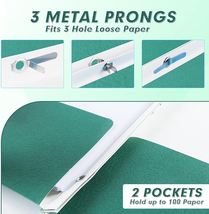 Two Pocket Folders, PANDRI 60 Pack Two Pocket Folders with Prongs, 2 Pocket 3 Prong Folders Designed for Office and Classroom, Letter Size, Assorted 5 Colors