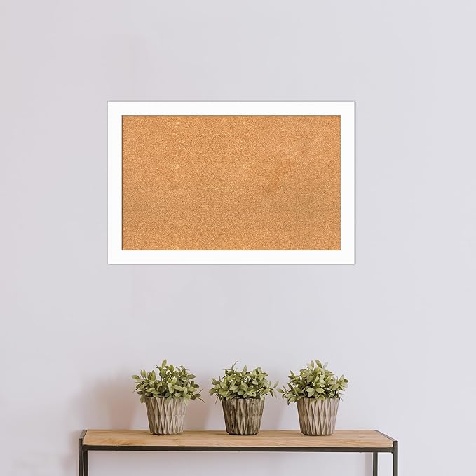 Amanti Art Natural Cork Board for Wall, 23x35 Vision Board with White Frame, Large Corkboard Office Decor for Home Organization, Casual Corkboard Pinboard to Display Items for Home Organization in