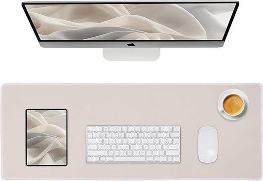 Waterproof Large Gaming Mouse Pad with Durable Stitched Edges, Non-Slip Rubber Base, Smooth Surface Mouse Mat Desk Pad for Home Office Gaming, 27.5"x11.8"x0.08", Beige