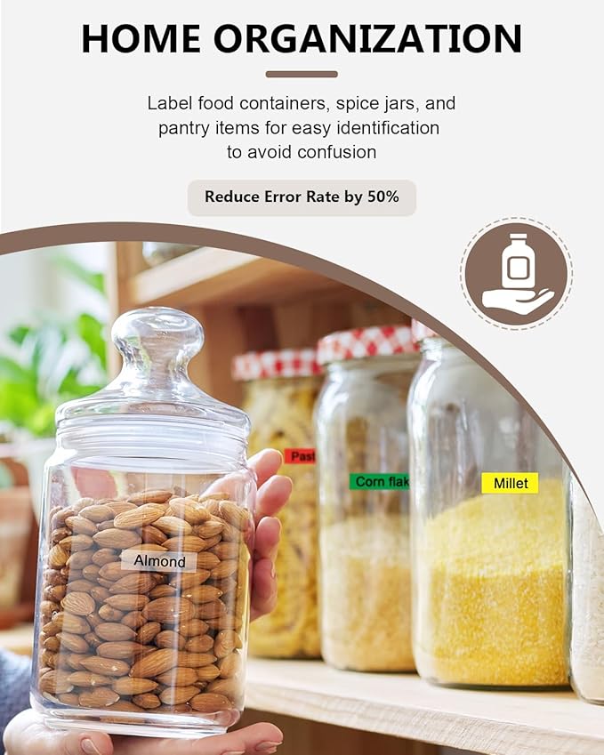 6-Pack 6mm 0.23" Multi-Color Label Tape Compatible for Brother P Touch Label Refills 1/4" Tze Tz Tape Laminated Work for PTD220 PTH100 PTH110 PTD202 PTD210, Clear/White/Red/Blue/Yellow/Green