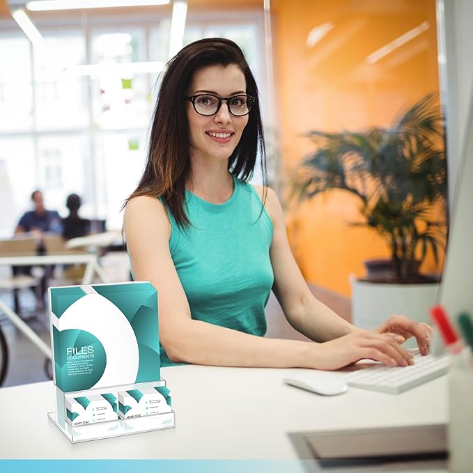 6 Pack Acrylic Brochure Holder 8.5x11 , Clear Brochure Display Stand with Acrylic And Business Card Holder, Plastic Flyer Display Stand for Magazine, Pamphlet, Booklets, Menu, Journals