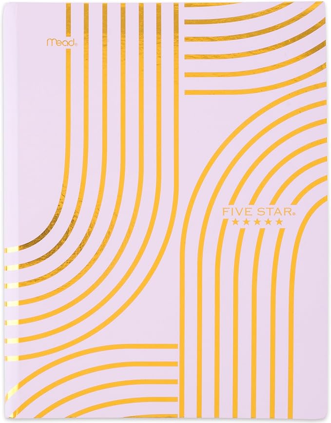 Five Star Composition Book, College Ruled Paper, 7-1/2" x 9-3/4", 80 Sheets, Hardcover, Lilac and Metallic Gold Arches (850111F-AMZ)