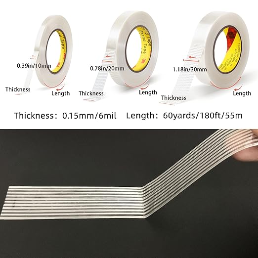 8915 Packing Tape Heavy Duty 1.18in x 60yd, Clear Filament Strapping Tape for Heavy Packing, Shipping & Moving, Reinforced Fiberglass Packing Tape for Boxes Packing