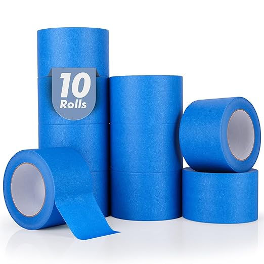 NEOACT 10 Rolls Blue Painters Tape 3 Inches, 55 Yards Multi-Surface Masking Tape Bulk Blue Wide Roll,No Residue Painters Tape for Wall Painting,Packing,DIY Crafts,3 Inch x 55 Yards(550 Yards Total)