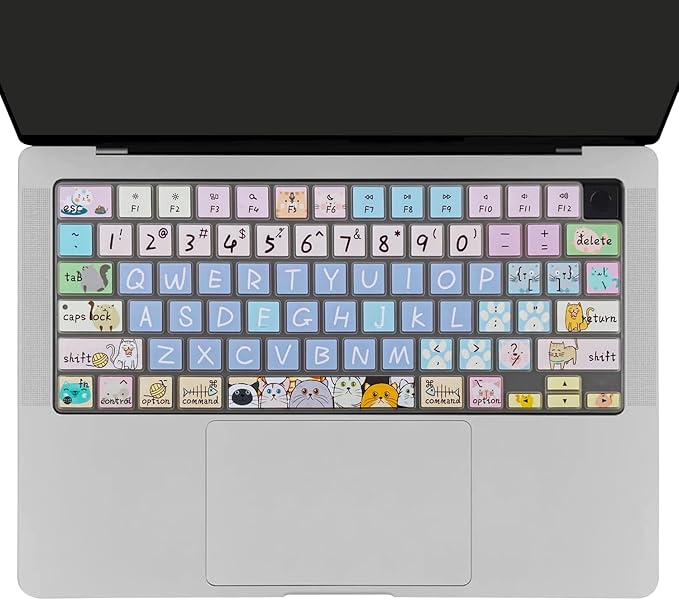 Keyboard Cover Skin for 2021-2024 MacBook Pro 14/16 (A2442 A2485 A3112 A3401 A3403 A2992 A2779 A2780 A2991 A2918 M1/M2/M3 M4) & MacBook Air 13.6''/15'' (A2681 A3113 A2941 A3114),Cute Cat