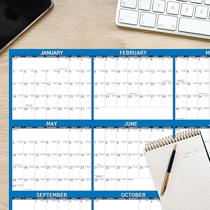 2026 Wall Calendar 24" x 36" Dry Erase Calendar for Wall from January 2026 to December 2026 12 Month Annual Large Yearly Wall Planner for Office School(Blue)