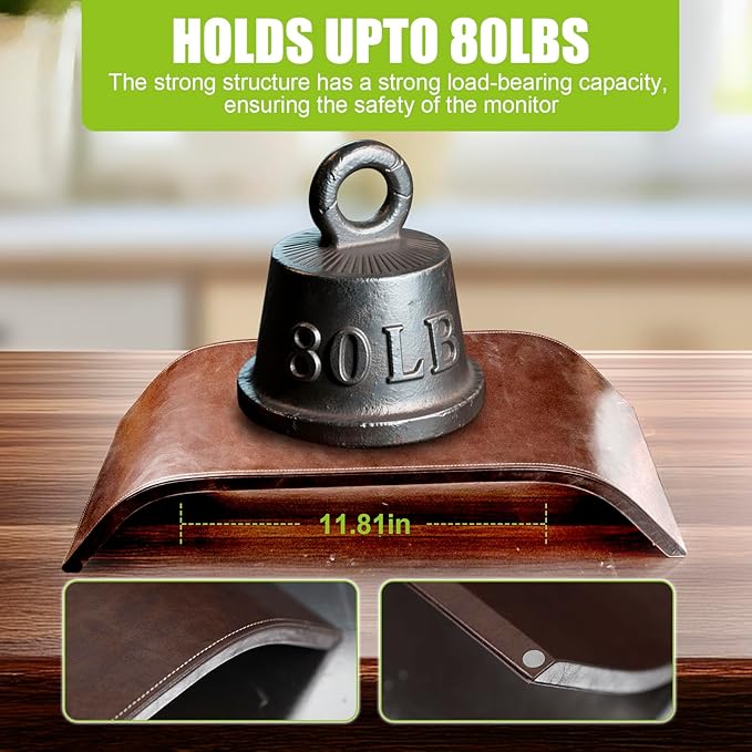 21 inch Leather Monitor Stand Riser,Desk Shelf Monitor Stand Ergonomic Height,Premium Leather Computer Stand Monitor Riser for Your Desktop,PC,Printer,Computer,Laptop