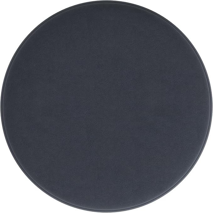 HomePop Upholstered Round Ottoman Home Décor|Foot Rest Ottoman - Steel Blue Velvet