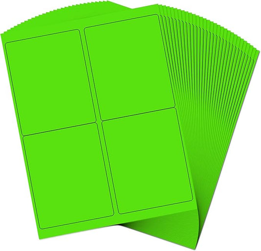 JAM PAPER Shipping Address Labels - Extra Large - 4 x 5 - Neon Green - 4 Labels per Page/120 Labels Total