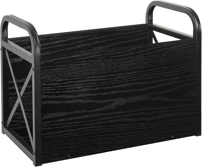 YINMIT Magazine Holder, Magazine Rack Floor, Magazine Storage Basket, Folder Organizer Bin for Books, Newspapers, Tablets (Black)