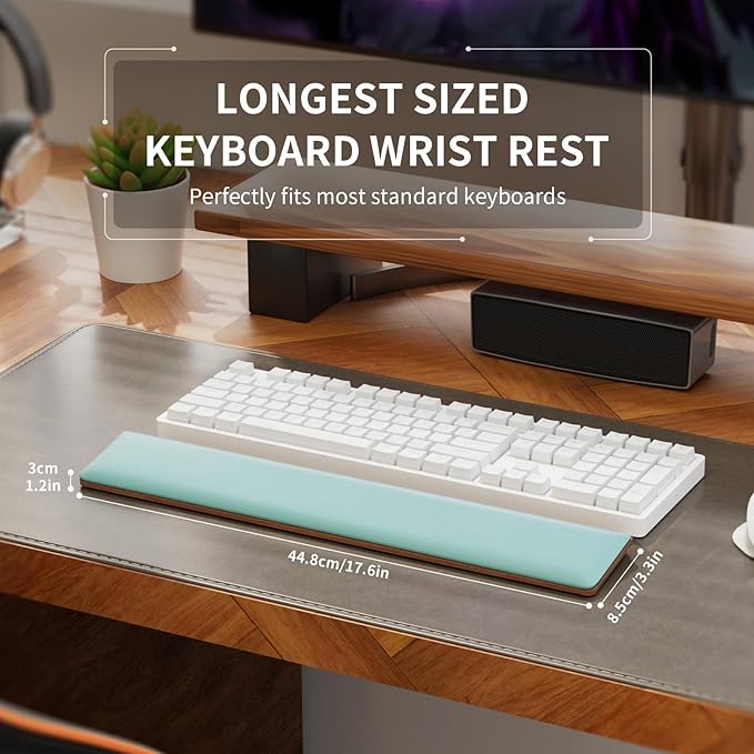 COLORCORAL Keyboard Wrist Rest Ergonomic Keyboard Arm Rest for wrist with Memory Foam Durable Wooden Keyboard Wrist Support with Anti-Slip Rubber Base for Typing Pain Relief Comfort for Office, Gaming