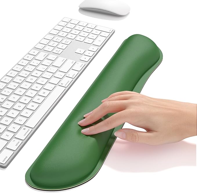Dapesuom Enlarge Keyboard Wrist Rest, Memory Foam Keyboard Wrist Cushion for Computer Desk Mats Support, Typing Pain Relief Ergonomic Mouse Pad Rests with Non-Slip Base for Gaming Laptop, Forest Green