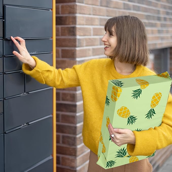 Poly Mailers 10x13 Inch 100 Pcs - Pineapple printed Shipping Bags, 2.4mil Thickness, Waterproof and Tear Resistant Mailing Envelopes, Self-Sealing Packaging Bags for Small Business