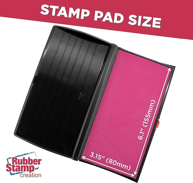 Large Premium Pink Ink Stamp Pad - 3" by 6" - Quality Felt Pad - Case with Closing snap