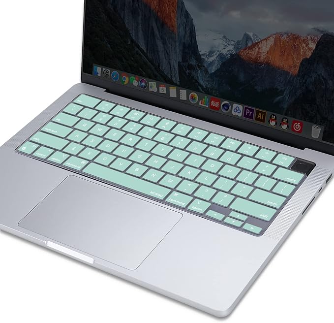 MOSISO Keyboard Cover Skin Compatible with MacBook Air 15 inch M3 A3114 M2 A2941/Air 13.6 A3113 A2681/Pro 14/16 M4 M3 M2 M1, Mint Green