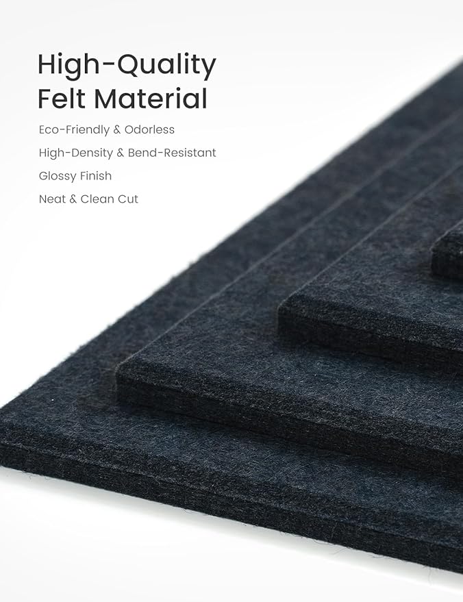 Bumusty Large Cork Board 36"x24" Alternative - 6 Pack Felt Wall Tiles with 40 Safe Removable Adhesive Tabs, 30 Pushpins, Cork Boards for Walls Pin Board Bulletin Board (Deep Charcoal Blue)