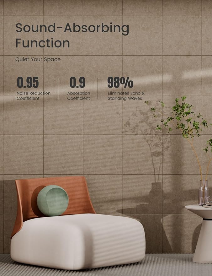 Bumusty Large Cork Board 47"x35" Alternative - 12 Pack Felt Wall Tiles with 70 Safe Removable Adhesive Tabs, 30 Pushpins, Cork Boards for Walls Pin Board Tack Board Cork Board (Dark Camel)