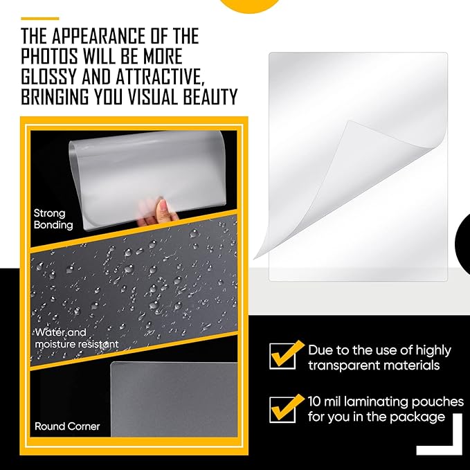 Sherr 400 Pack 10 Mil Laminating Pouches Thermal Laminating Sheets Letter Size Clear Plastic Paper Hot Glossy Sheets Office Supplies (9 x 11.5 Inch)