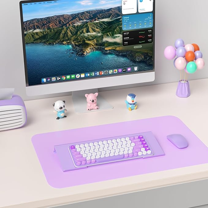 Ergonomic Computer Keyboard Stand - 17 Inch Purple Acrylic Keyboard Riser for Desk Tilted Keyboard Holder Tray with Non-Slip Strip for Home Office Easy Typing & Working