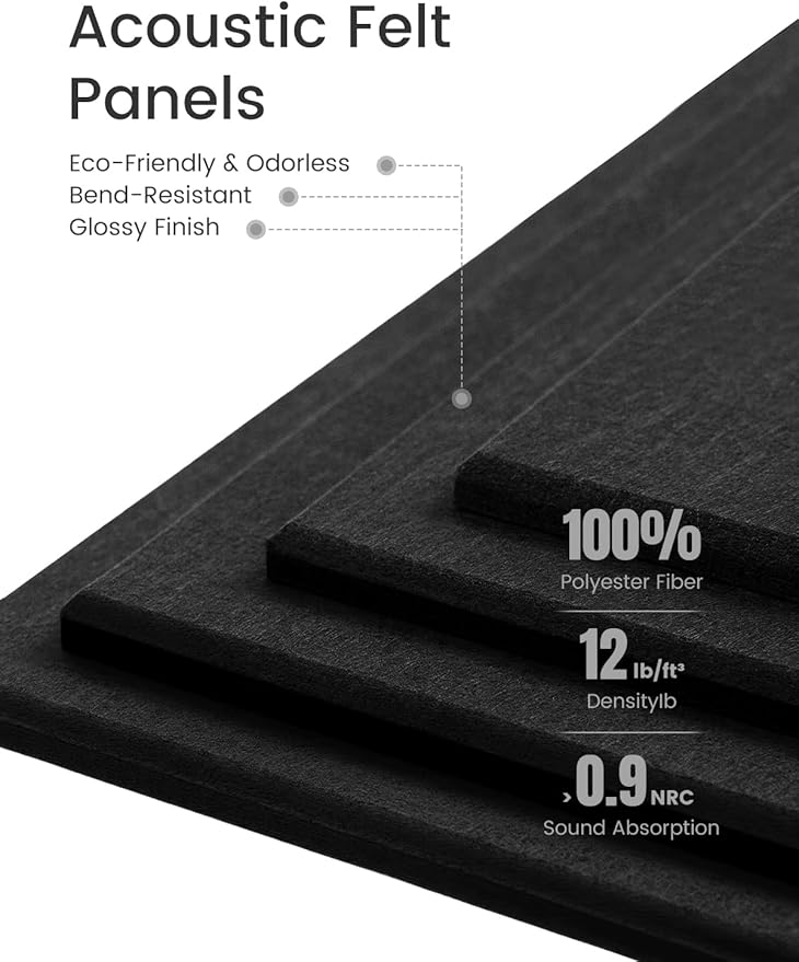 Large Felt Bulletin Board 36" x 24"Cork Board Alternative-6 Pack with 40 Safe Removable Adhesive Tabs, Cork Boards for Walls Cork Board for Home Office Classroom Pin Board-Black