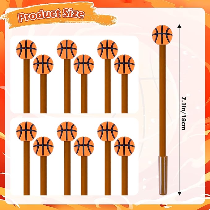 LiYiQ 100 Pcs Basketball Cartoon Cute Fun Pens for Kids Kawaii Soccer Shape Gel Black Ink Pen Cute Basketball Pens for School Office Home Student Kids Present