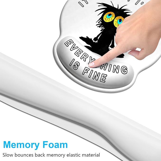 Dapesuom Keyboard Wrist Rest and Mouse Pad with Wrist Support, Memory Foam Cushion for Keyboard and Mouse Set, Ergonomic Desktop Pad Rests with Non Slip Base for Easy Typing & Pain Relief, Cute Cat