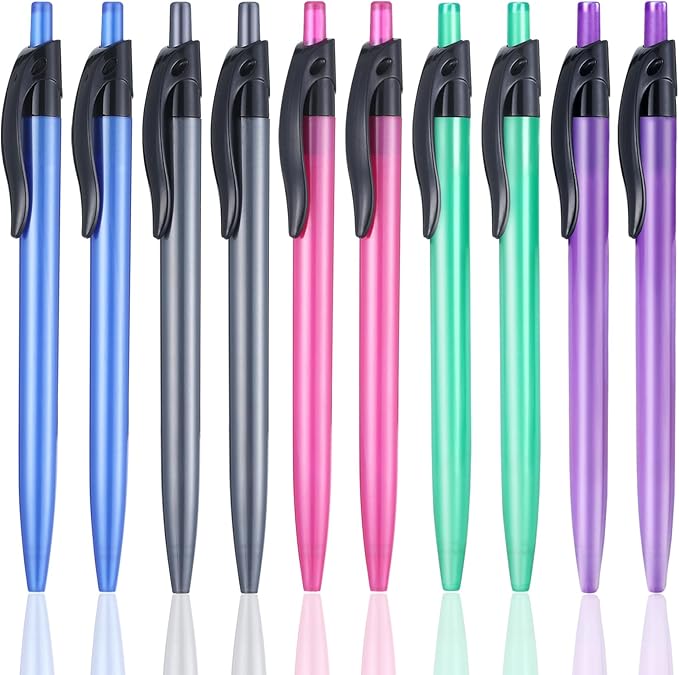 Yuxingrong Retractable Black Ballpoint Pen for Smooth Writing 1.0mm Medium Pack of 100, click pens with comfort grip, Idea for Journaling, Planner, Note Taking