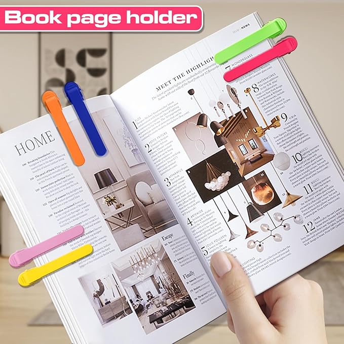 6pcs Page Bookmarks for Reading, Automatic Book Marks Tailored for Enthusiasts, Unique and Cute Book Page Holder Markers Clip Reading Accessories Gifts