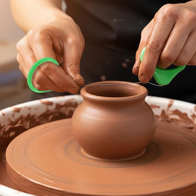 2 Pcs Pottery Wire Tool Clay Cutting Wire Handle Standard Clay Cutters Steel Wires Sculpting Tools for Green Black Pottery Wheel Artists Cut Off