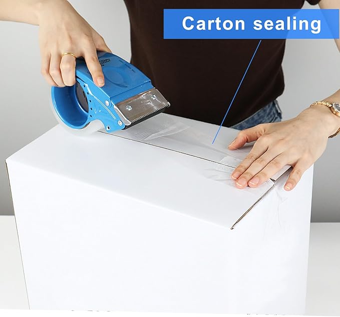 3 Inch Wide Clear Packing Tape with Dispenser,2.4 Mil x 55 Yards Heavy Duty Packaging Tape Refill for Shipping,Industrial Grade,Urtal Strong Boxing Tape for Moving,Mailing and Storages