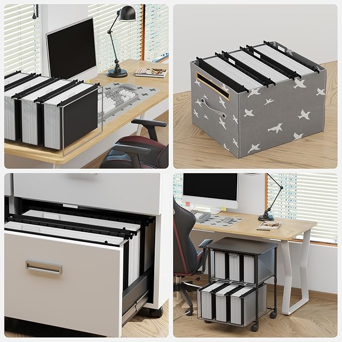 ANSOOK Plastic Legal Size Hanging File Folders, 3 Inch Reinforce Expanding File Folder,12 Pack Black Folders,File Cabinet Folders with Insertable Tabs,Accordion File Organizer for Office Home School