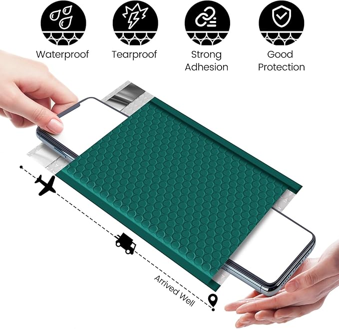 Fuxury Bubble Mailers 6x10" 100 Pack Opaque Bubble Mailer Usable Size 6x9" Padded Envelopes for Gifts Mailing Envelopes Bubble Padded Cushion Mailers Small Business#0 Forest Green