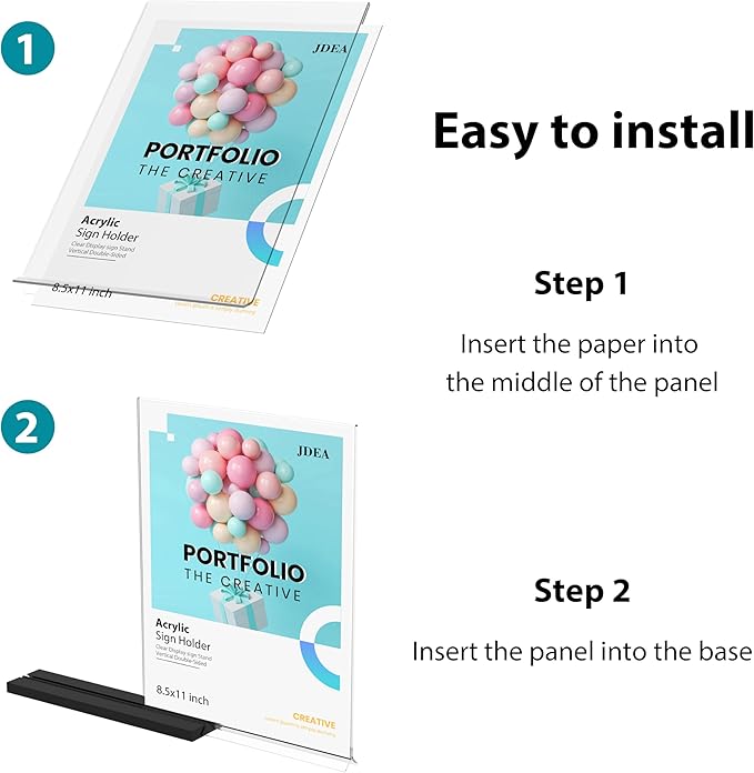 Acrylic Sign Holder Desktop Display Holder for Homes Restaurants Offices Shops (6 Pack 8.5x11 Black)